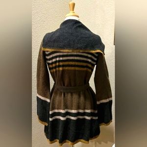 Anthropologie Angel of the North Green striped wool cardigan